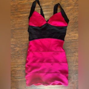 Hot pink and black bebe dress